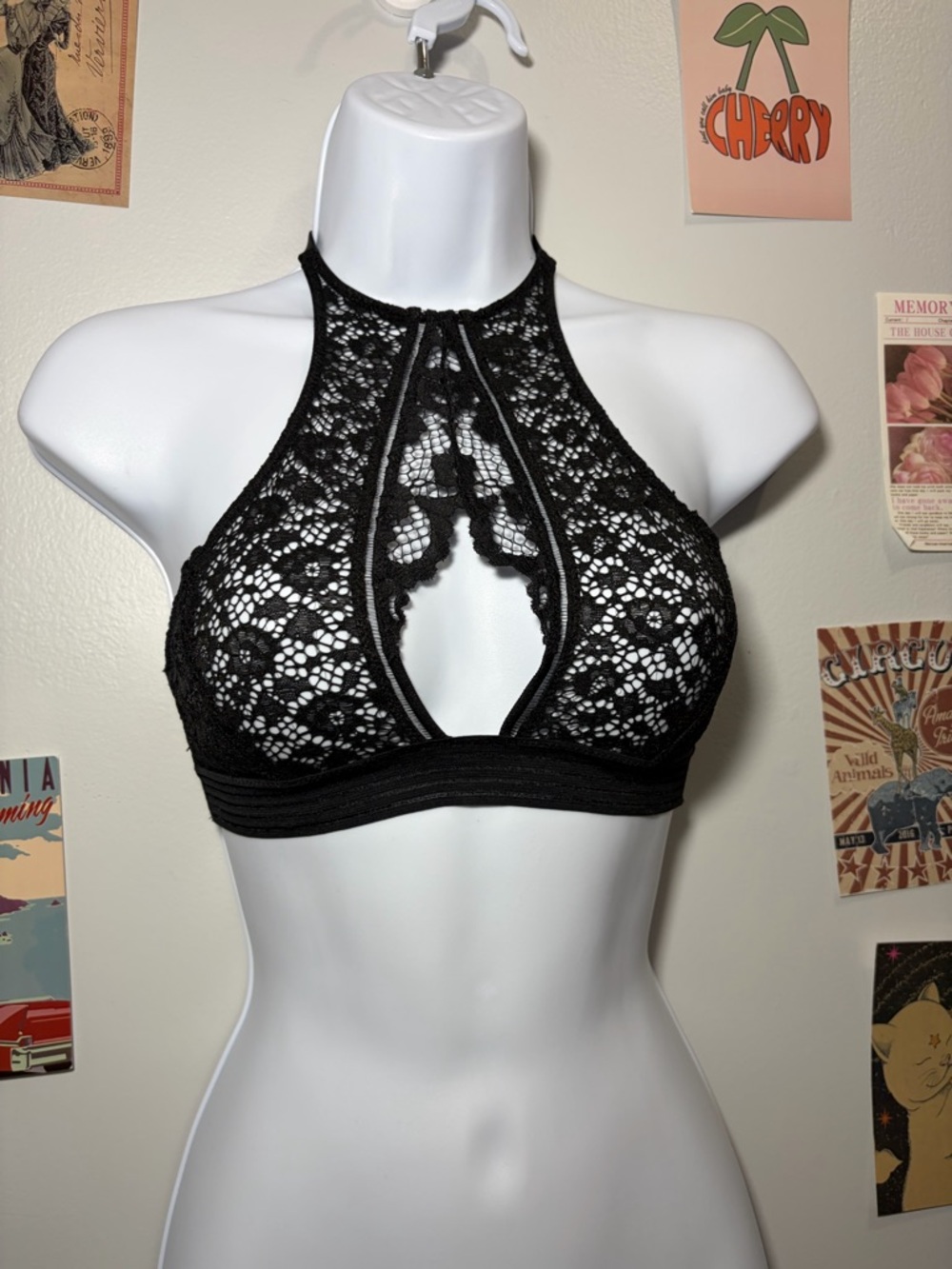 Victoria's Secret Black Lace High-Neck Bralette